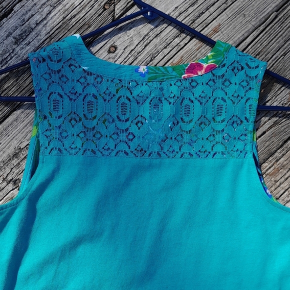Van Heusen Floral Sleeveless Top - Teal Size XS NWT 17ptp - Picture 6 of 8